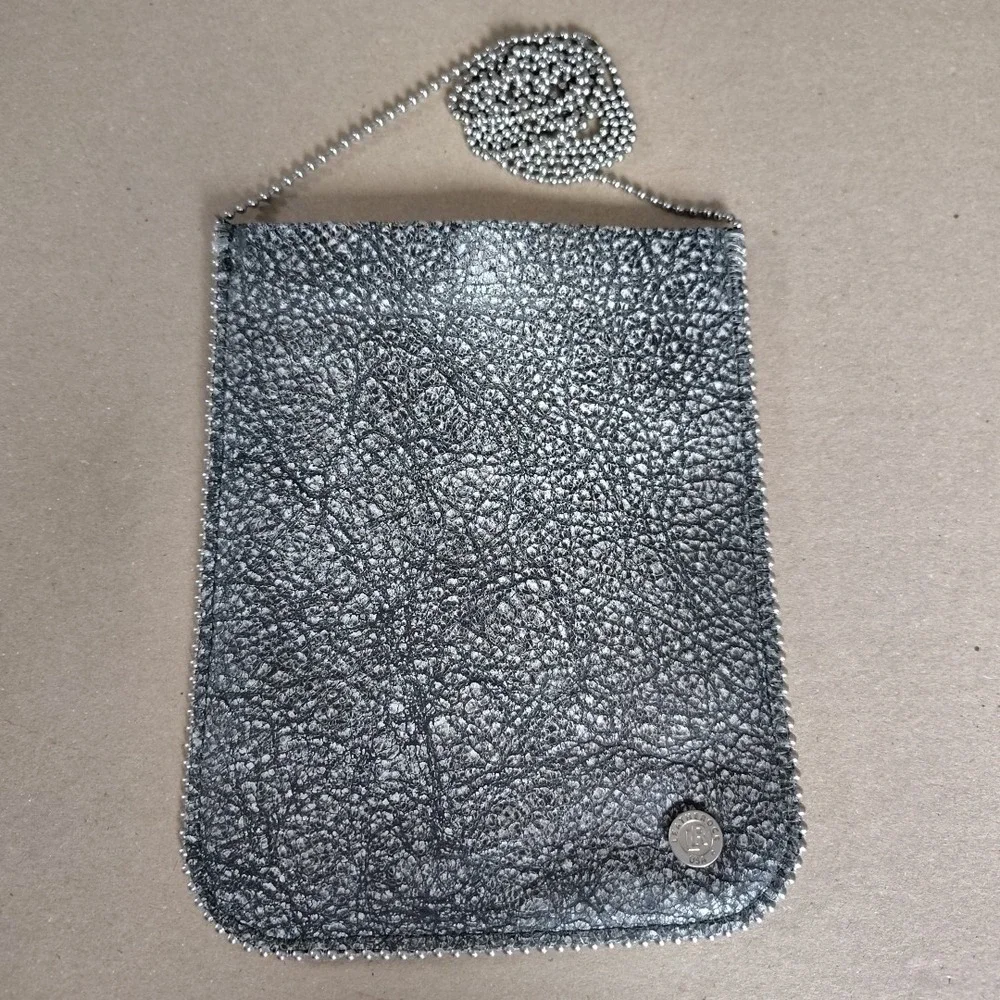 Leatherock Distressed Black Leather Crossbody Bag Purse Ball Chain Strap